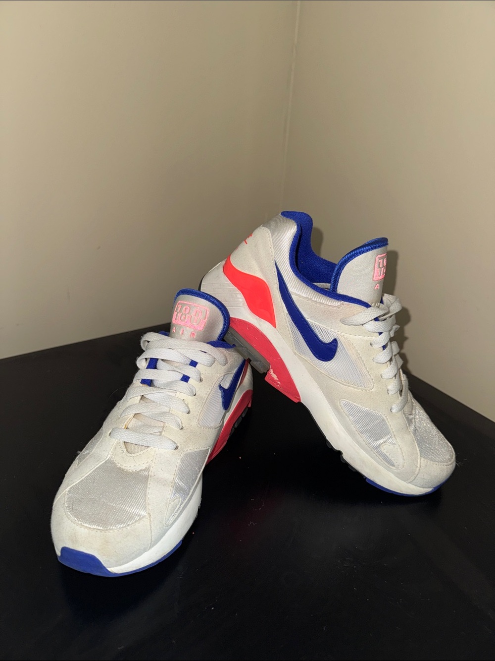 Nike White Sneakers with Blue and Pink Accents